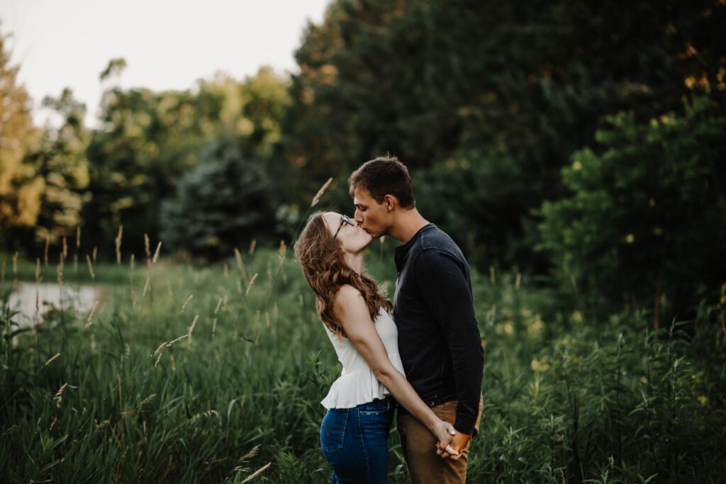 Engagement photos taken at local forest preserve