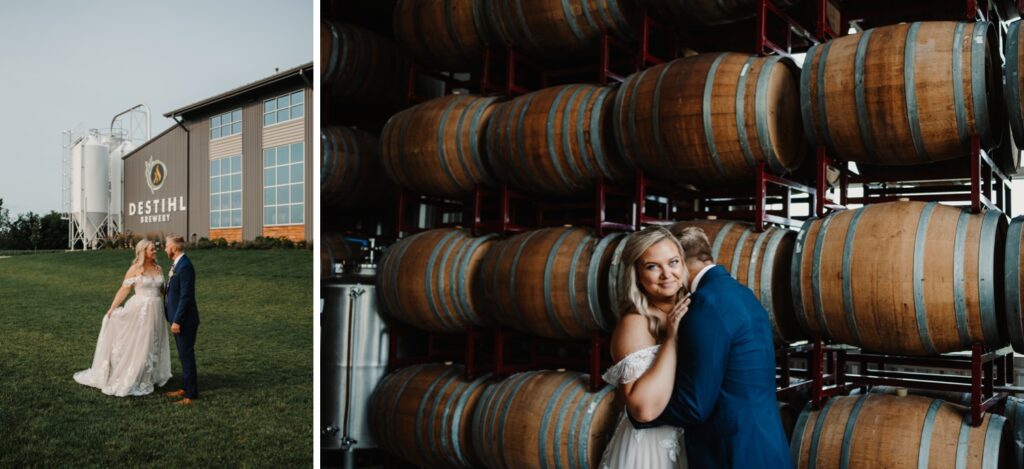 Bride and groom at Destihl Brewery