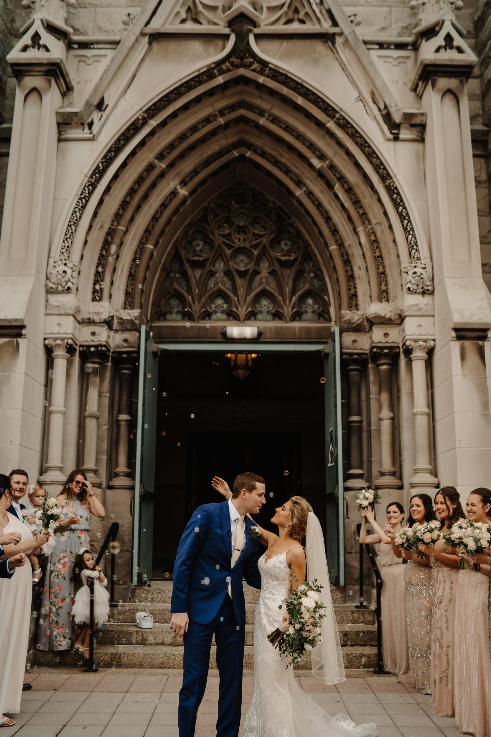 wedding grand exit at st alphonsus in downtown chicago
