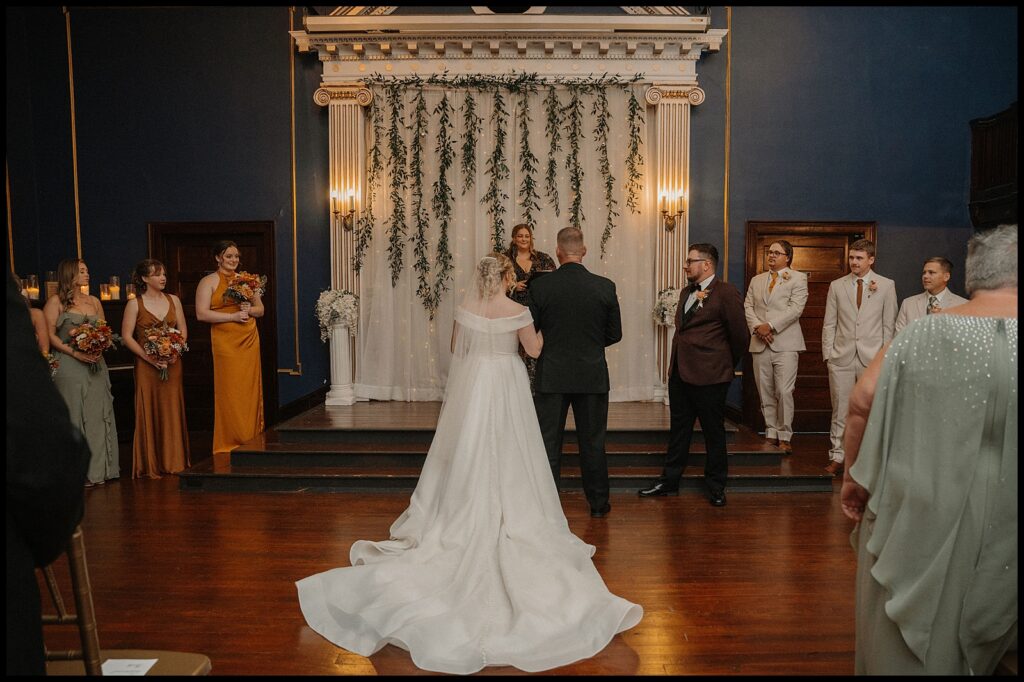 wedding ceremony at the silver fox in the vintage theater upstairs