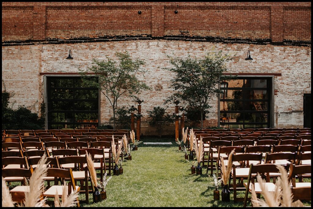 Ceremony setup at one of the unique wedding venues in central il - the cannery in eureka il