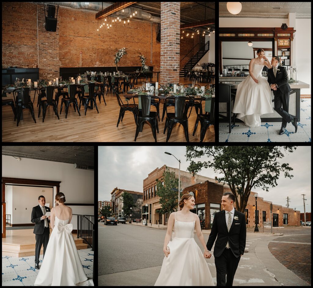 Bar and downtown wedding portraits at the Venue CU in Champaign Urbana - an urban wedding venue located in central il